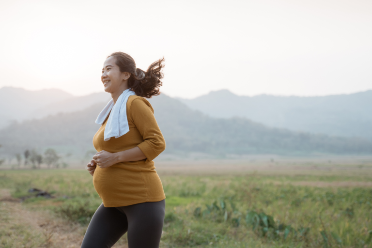 Pregnant lady running